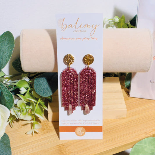 Boucles d'oreilles art déco prune