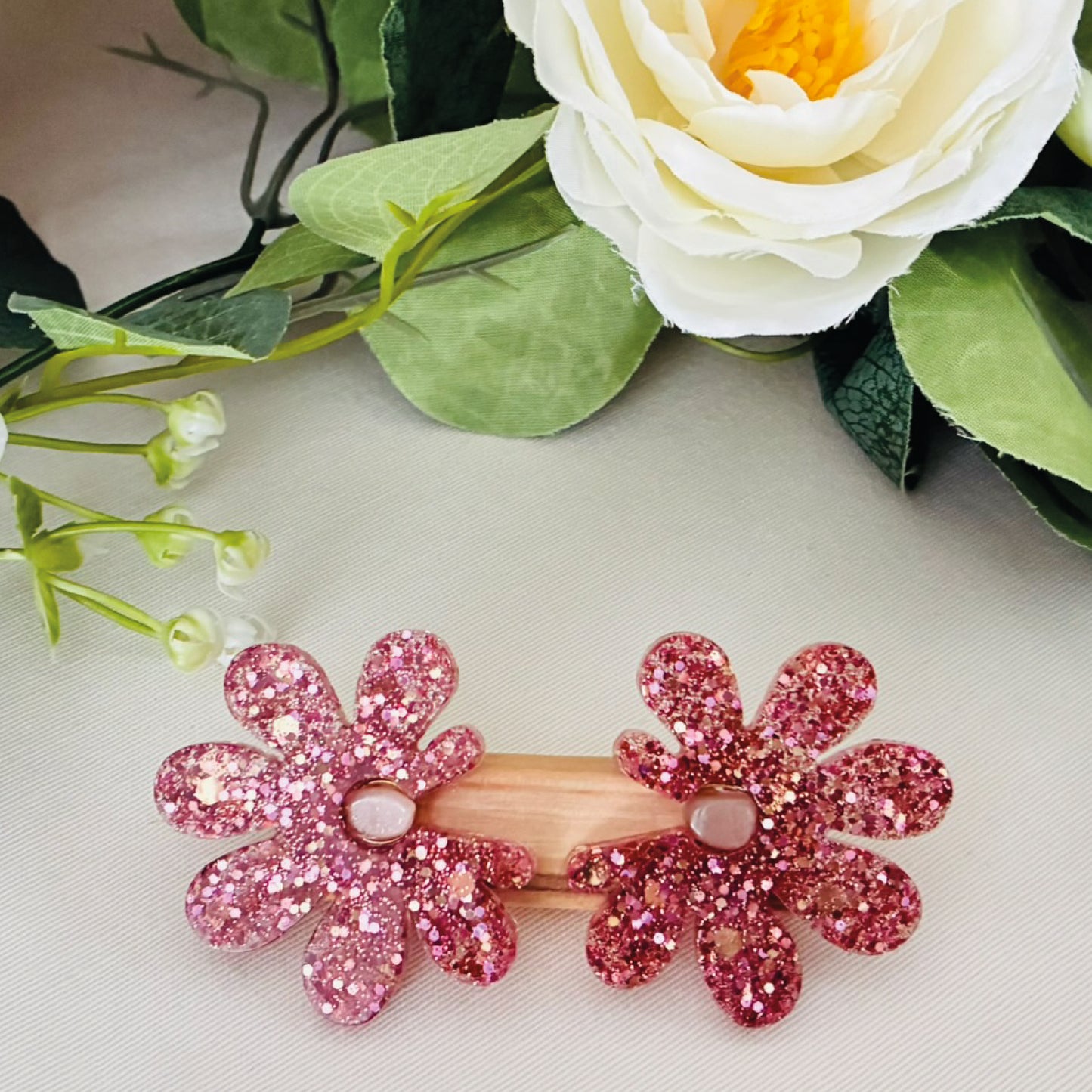 Boucles d'oreilles Marguerites roses