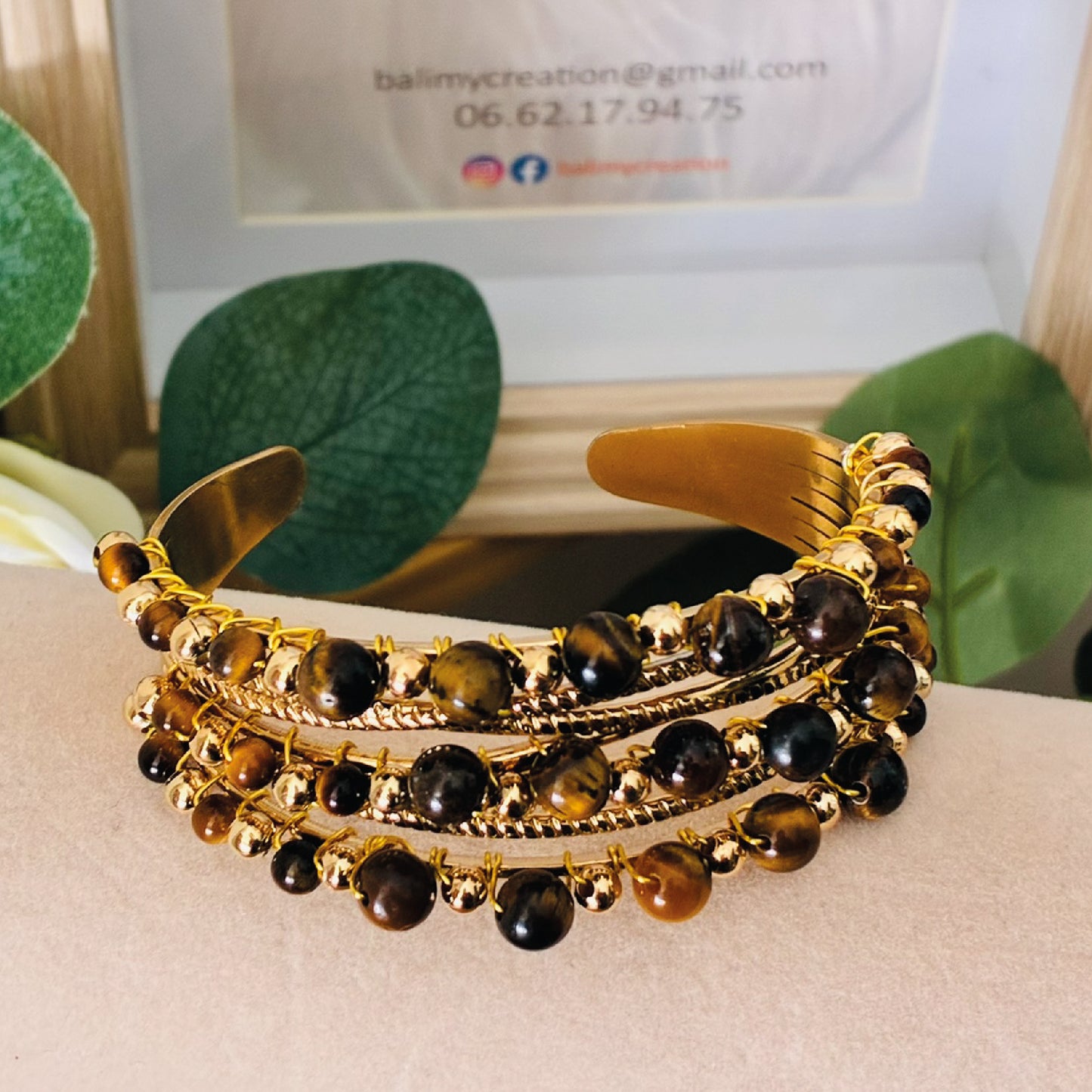 Jonc multi-rangs doré brun