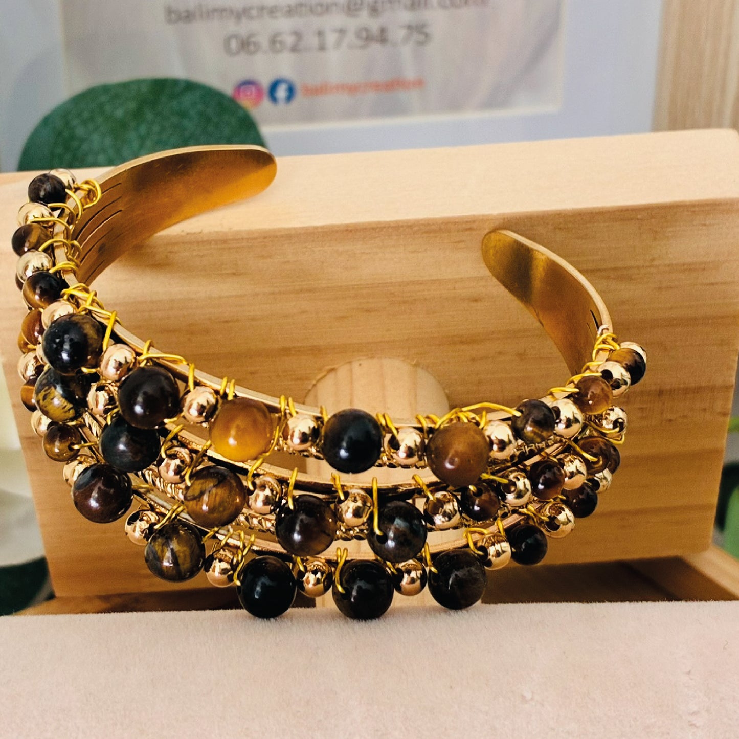 Jonc multi-rangs doré brun