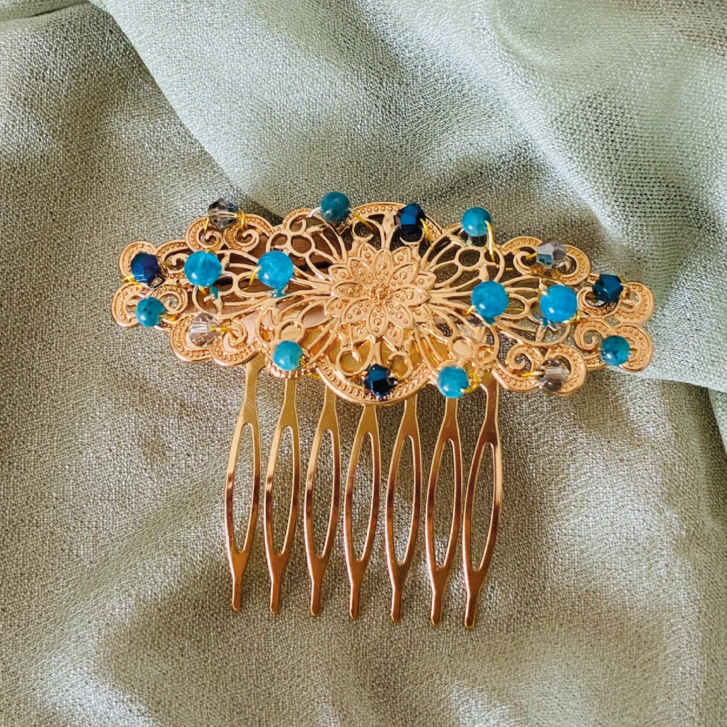 Peigne vintage Apatite bleue