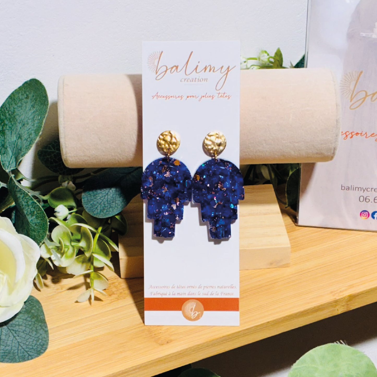 Boucle d'oreilles Gatsby Bleu roi