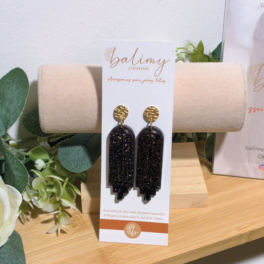 Boucles d'oreilles art déco noire