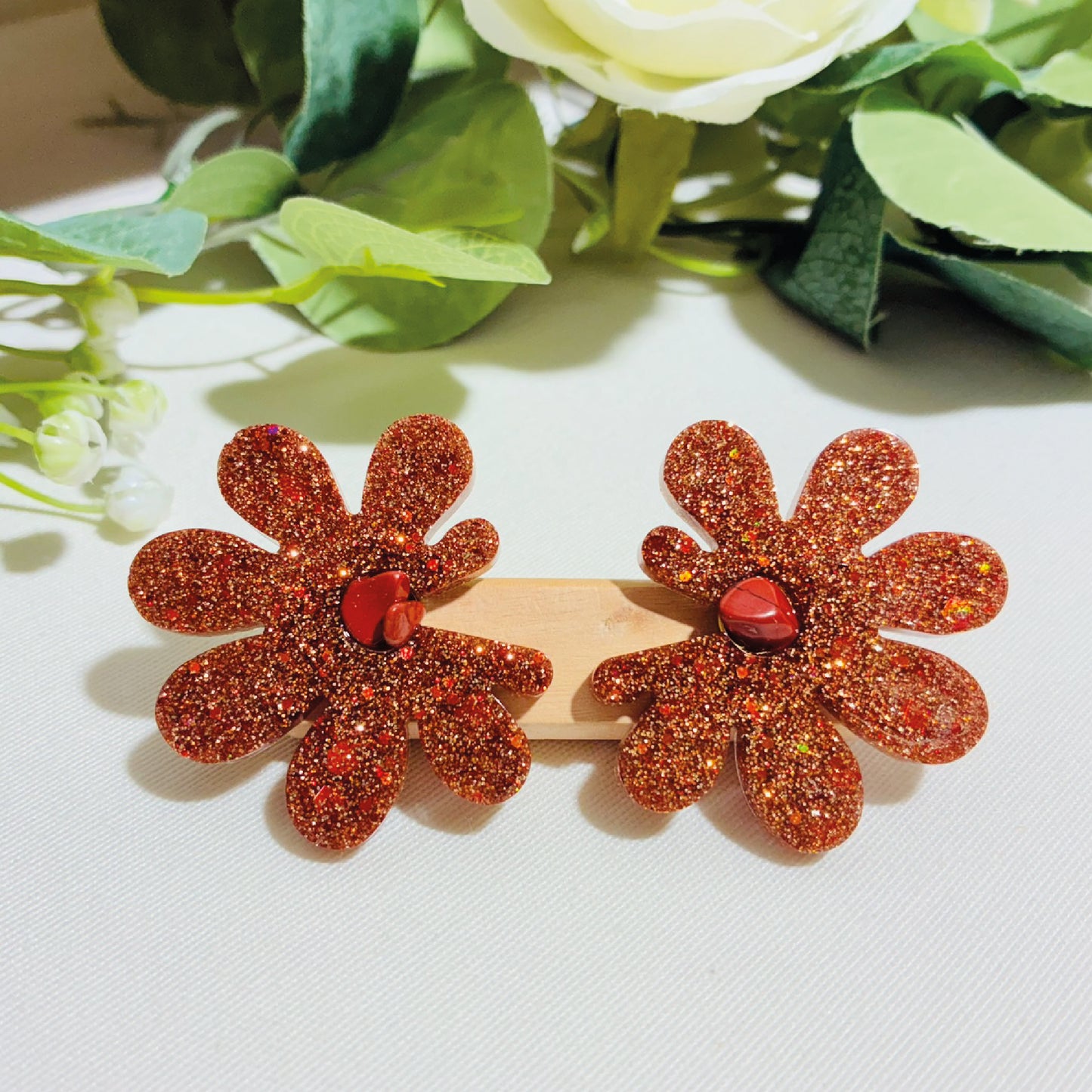 Boucles d'oreilles Marguerites cuivre