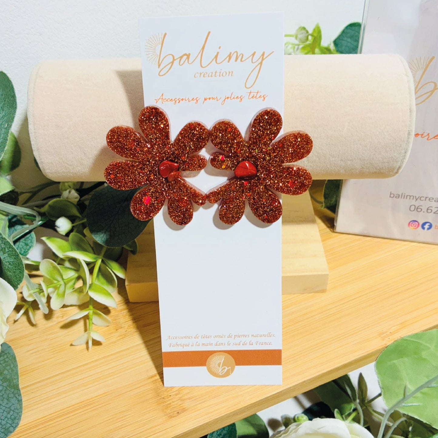 Boucles d'oreilles Marguerites cuivre