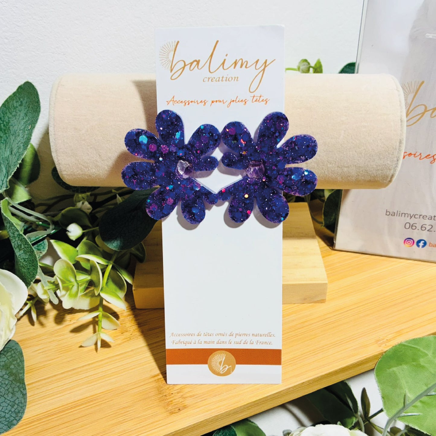 Boucles d'oreilles Marguerites violettes