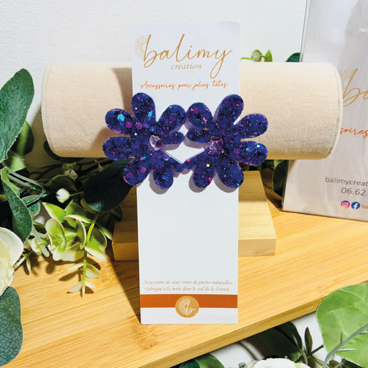 Boucles d'oreilles Marguerites violettes