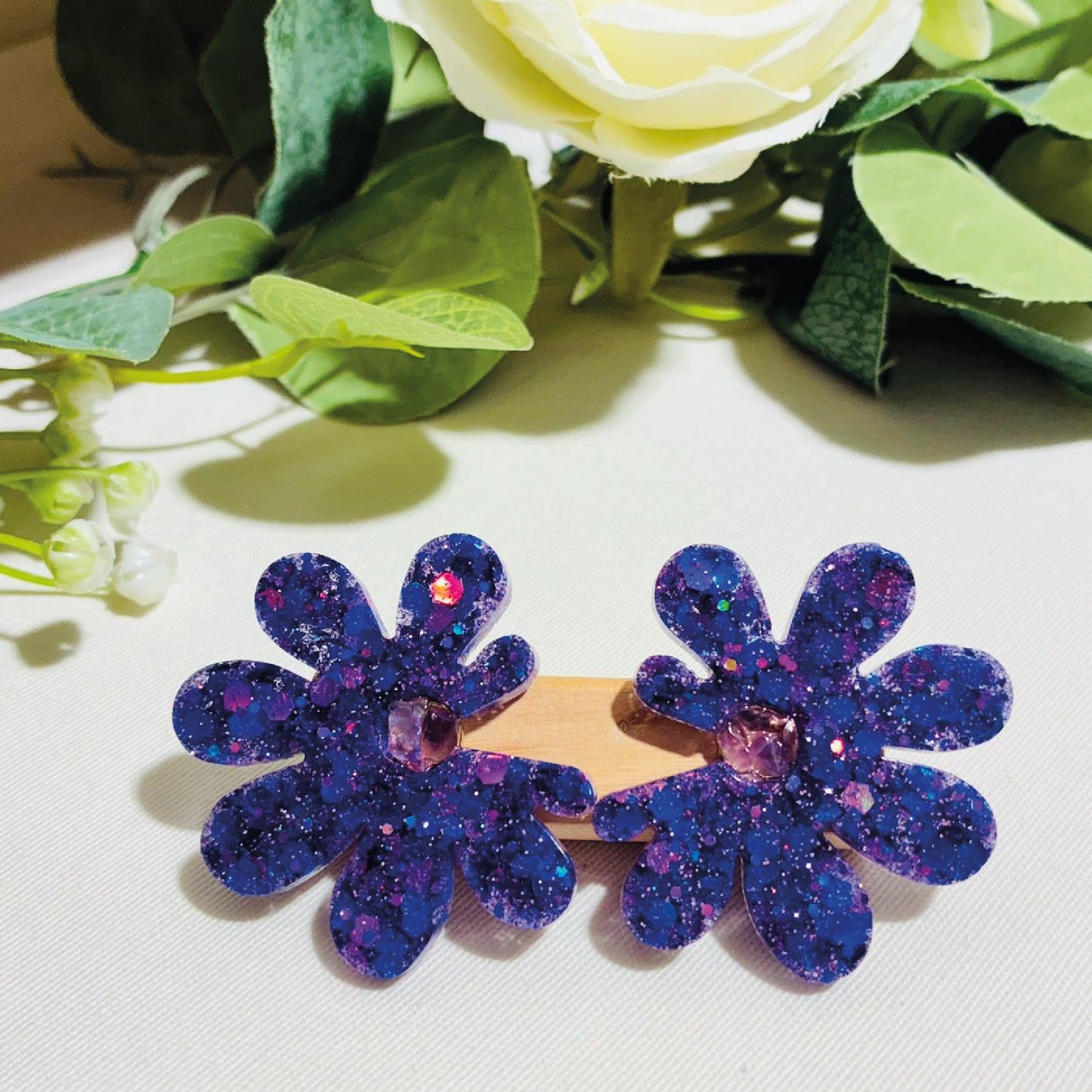 Boucles d'oreilles Marguerites violettes