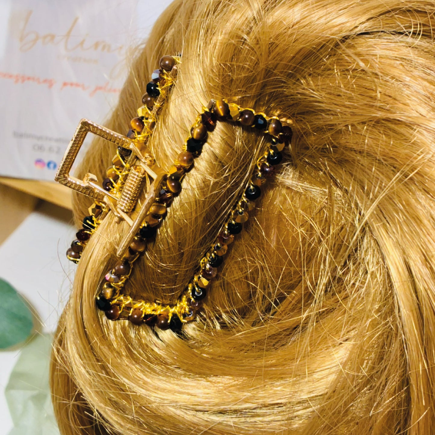 Pince croco grand modèle Œil de Tigre