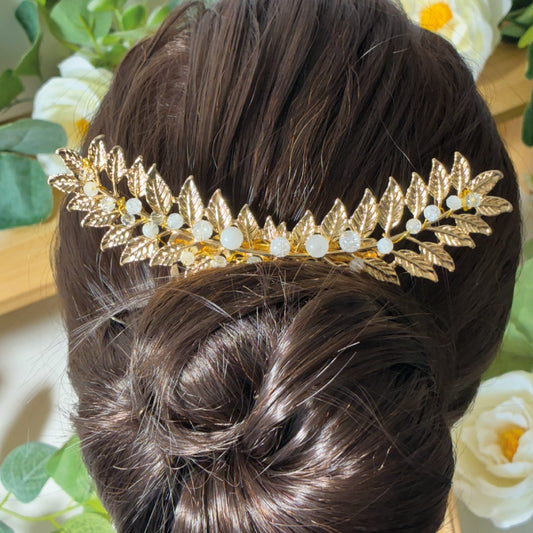 Peigne laurier arqué Cristal roche