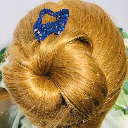 Pic à cheveux résine bleu