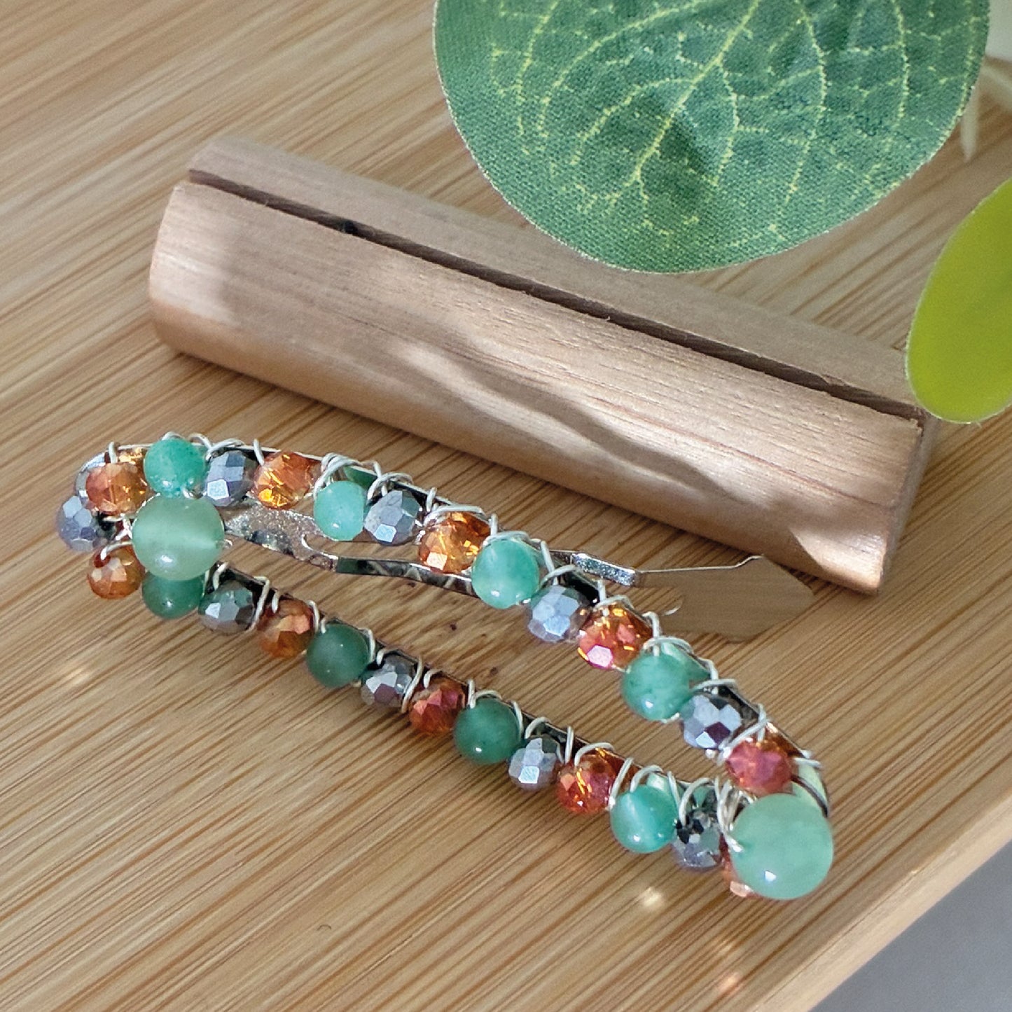 Barrette Clic clac Aventurine verte