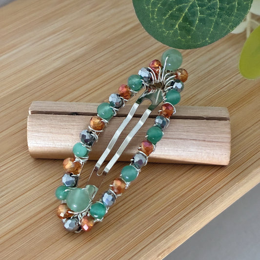 Barrette Clic clac Aventurine verte