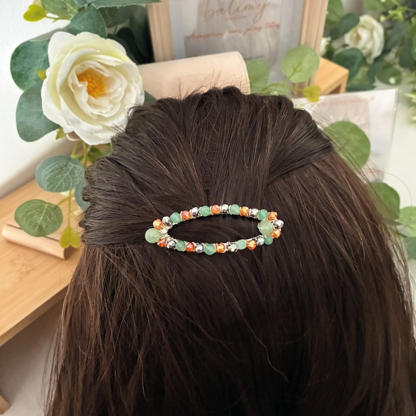Barrette Clic clac Aventurine verte