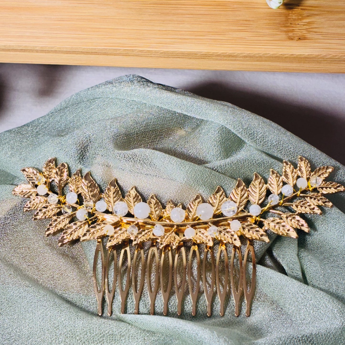 Peigne laurier arqué Cristal roche