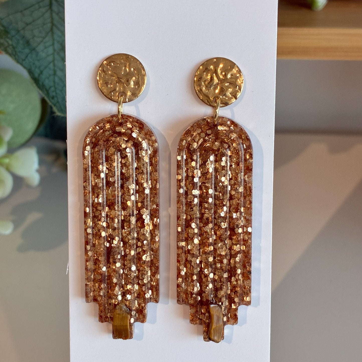 Boucles d'oreilles art déco paillette or