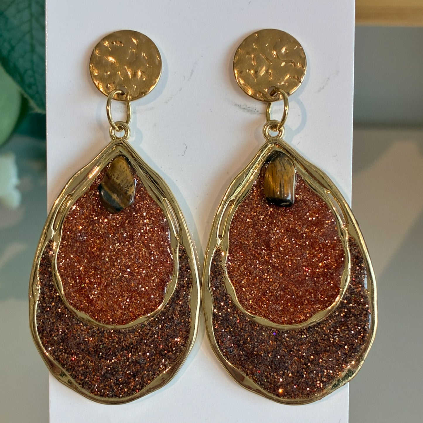 Boucles d'oreilles double dorées cuivre