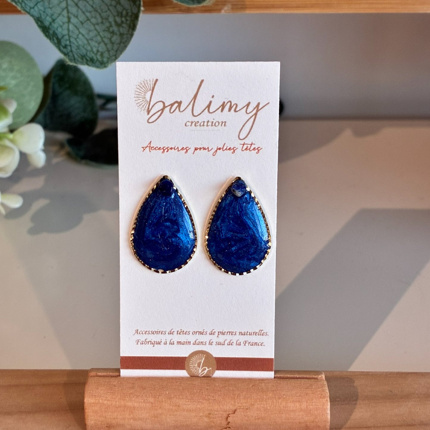Boucles goutte or et bleu