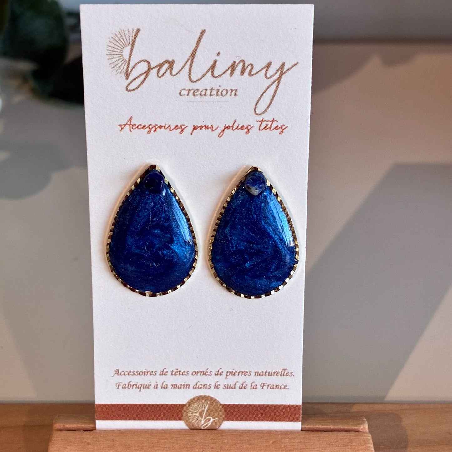 Boucles goutte or et bleu