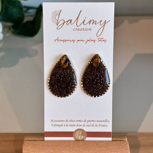 Boucles goutte or et marron