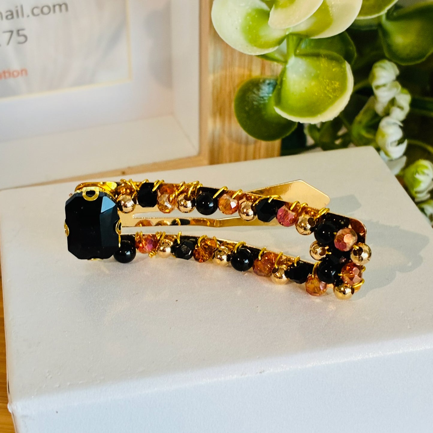 Barrette Clic clac noire et rose