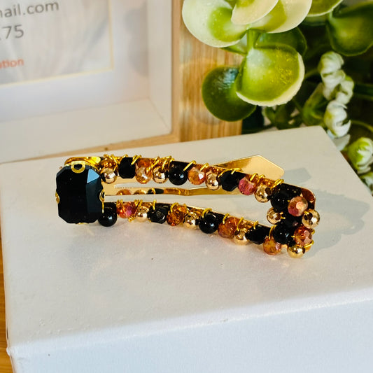Barrette Clic clac noire et rose