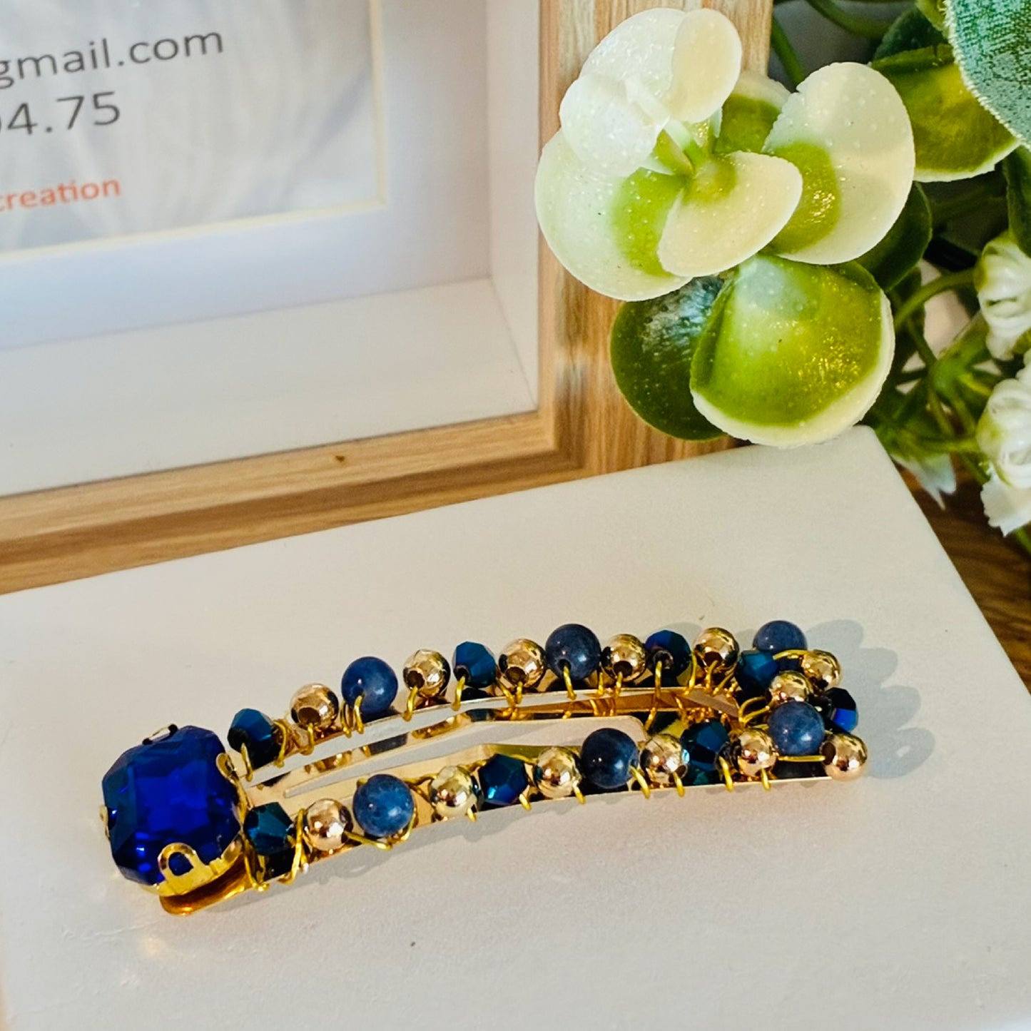 Barrette Clic clac bleue et dorée