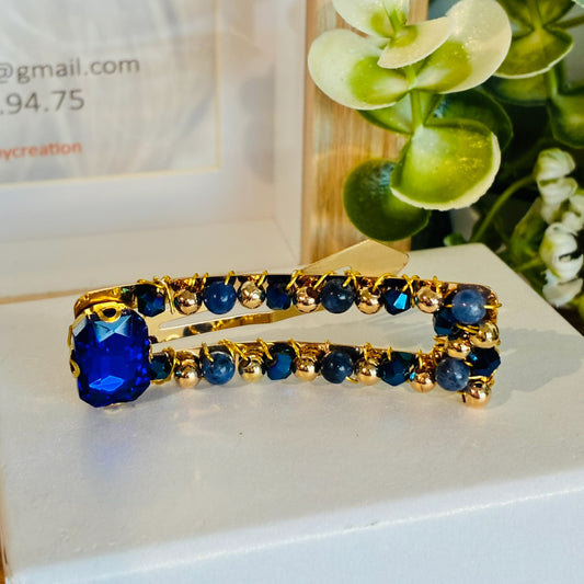 Barrette Clic clac bleue et dorée