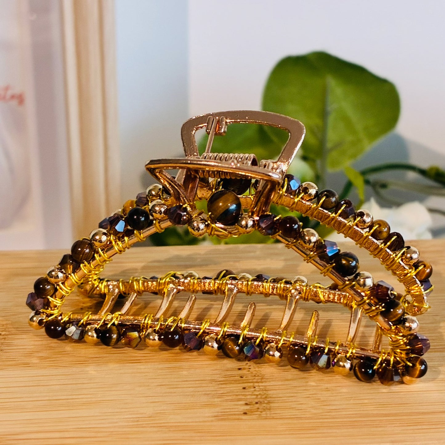 Pince croco grand modèle Œil de Tigre