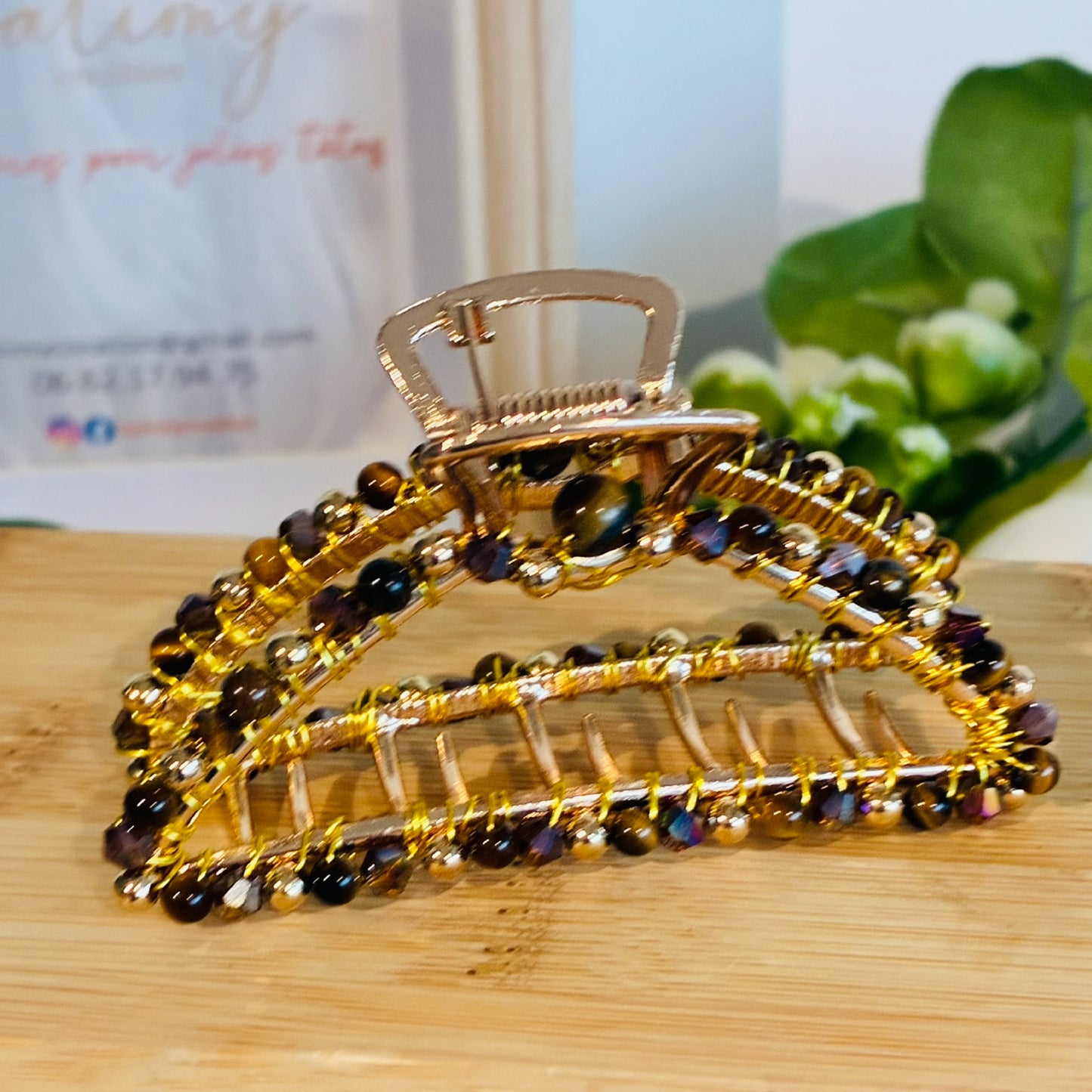 Pince croco grand modèle Œil de Tigre